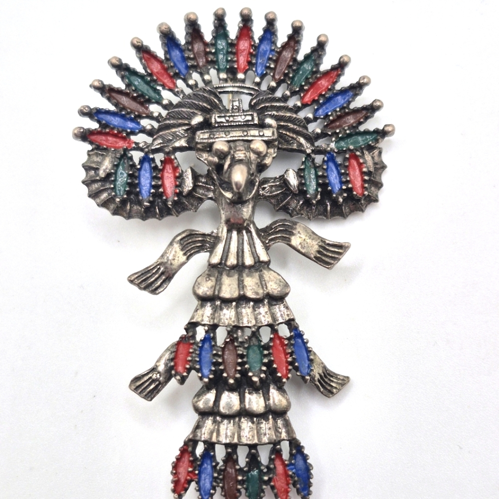 VTG Castlecliff Mayan Aztec Deity Brooch | SIGNED | HTF | *AS IS - Please Read*